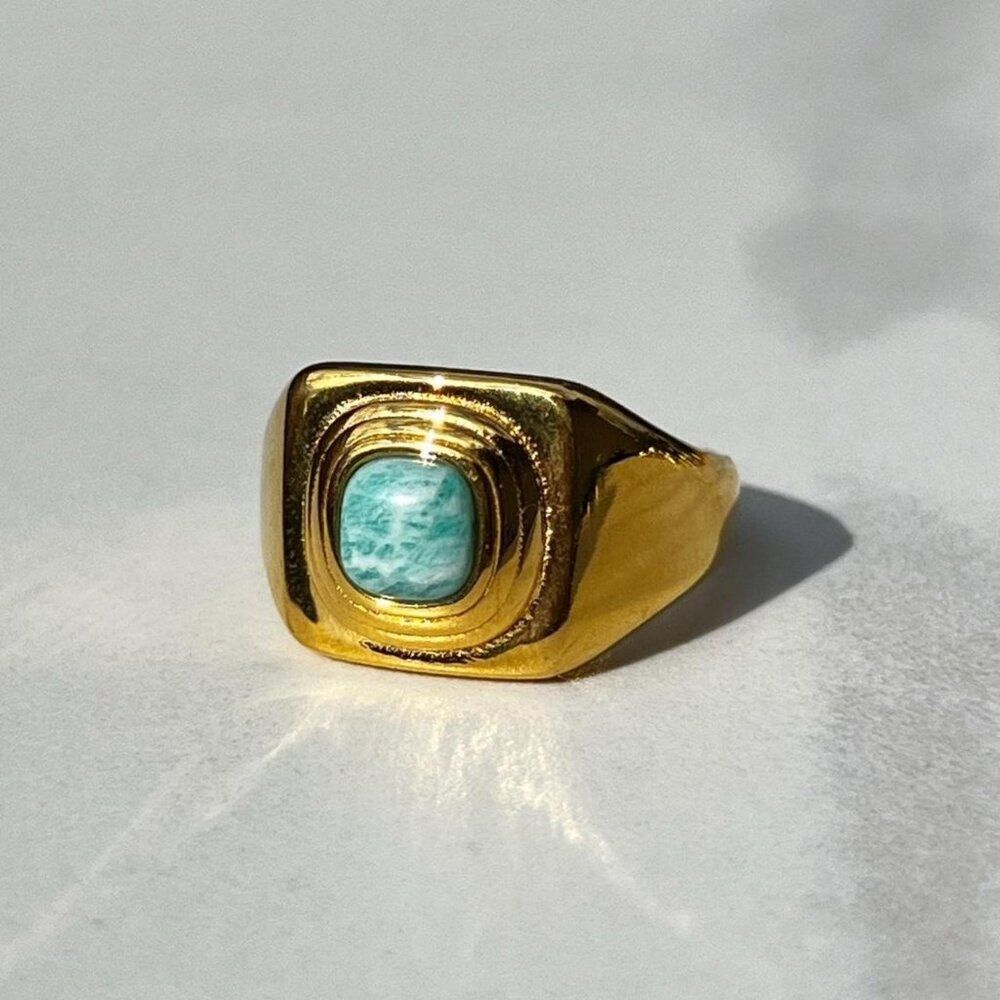 New! “Addie” Chunky Gold/Turquoise Ring